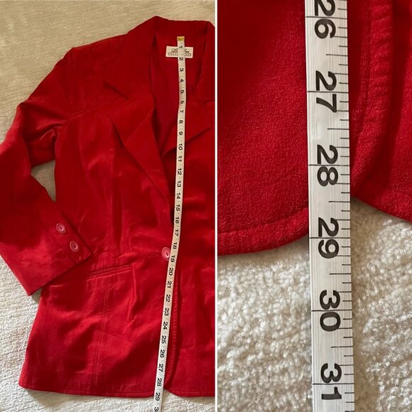 Vintage Lilli Ann Red Womens Ultrasuede Blazer Size 10 Notched Lapel - Picture 7 of 16